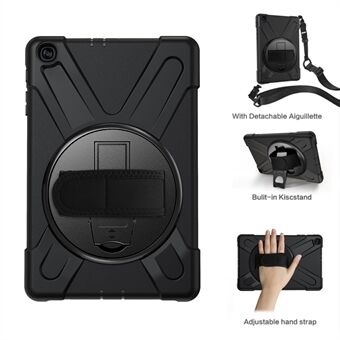 360° Svängbar dator + Silikon Combo Kickstand Skal med Axelrem för Samsung Galaxy Tab A 10.1 (2019) SM-T515