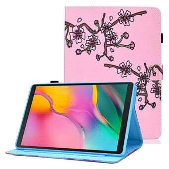 För Samsung Galaxy Tab A 10.1 (2019) (T510 / T515) Sytt mönster tryckt surfplattefodral magnetisk stängning PU-läder surfplattefodral med kortplatser