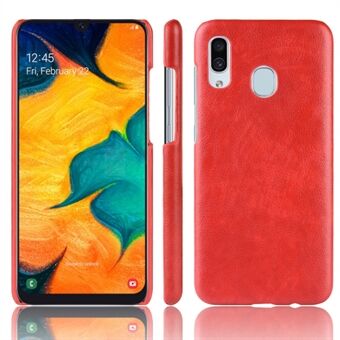 Litchi Skin Läderbelagt hårt PC-fodral till Samsung Galaxy A20e