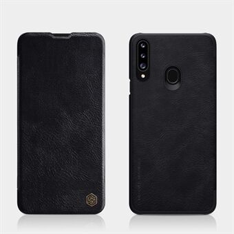 NILLKIN Qin Series Läder Folio Korthållare Telefonfodral för Samsung Galaxy A20s - Svart