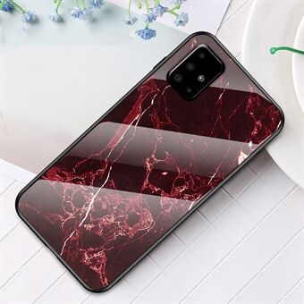 Marmorkornmönster Härdat glas PC + TPU Hybridfodral till Samsung Galaxy A51