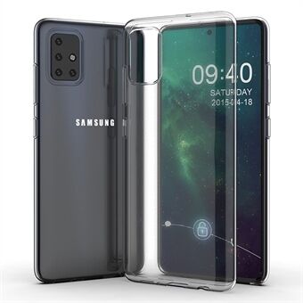 För Samsung Galaxy A51 4G SM-A515 Anti-gulning Transparent skyddande telefonfodral Anti-drop Ultra Slim Mjuk TPU Mobiltelefon Bakfodral