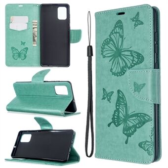 Imprint Butterflies Wallet Stand Flip Läderfodral till Samsung Galaxy A71 A715