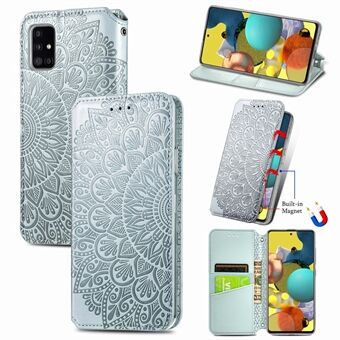 Tryckt mandala blommönster Autoabsorberat PU-läderfodral Stand för Samsung Galaxy A71 4G SM-A715