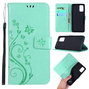 Imprint Butterflies Wallet Stand Flip Läderfodral till Samsung Galaxy S20 Plus