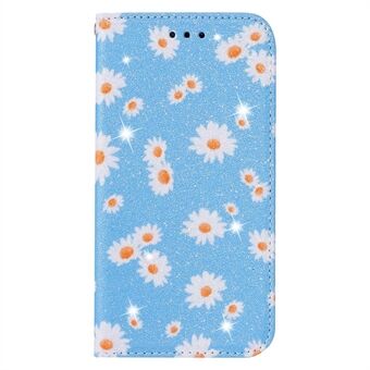 Daisy Pattern Flash Pulver Style PU Läderskal för Samsung Galaxy S20 Plus