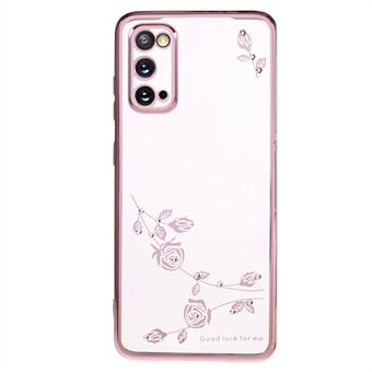 För Samsung Galaxy S20 5G / 4G Rhinestone Flower Pattern Telefonfodral TPU galvanisering Telefonskal