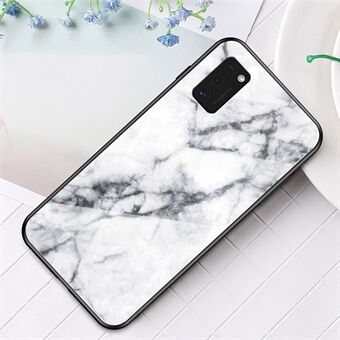 Marmormönster härdat glasfodral PC TPU Hybrid Shell för Samsung Galaxy A41 (global version)