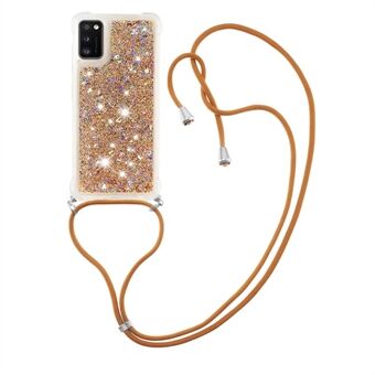 Glitter Quicksand Drop-proof Anti- Scratch Mjuk TPU-telefonfodral Skal med justerbar snodd för Samsung Galaxy A41 (global version)