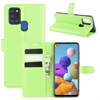 Litchi Grain Plånbok Läder Cool Cover för Samsung Galaxy A21s Support Stand Telefonfodral