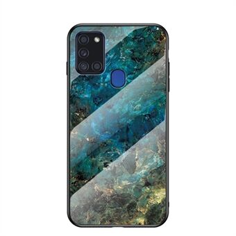 Marble Texture Tempered Glass + PC + TPU Hybrid Case för Samsung Galaxy A21s