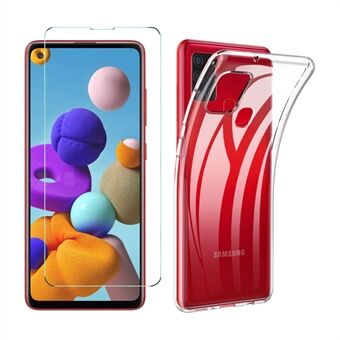 Telefonfodral till Samsung Galaxy A21s TPU-skal + skärmskydd i härdat glas