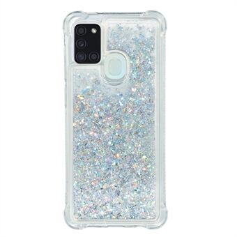 Pure Color Glitter Powder Quicksand Style TPU-fodral för Samsung Galaxy A21s