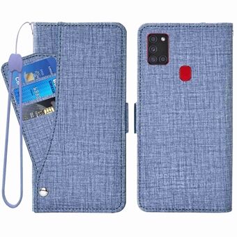 Telefon Flip Wallet-fodral för Samsung Galaxy Stand , Jean Cloth Texture PU-läderfodral med roterande kortplatser