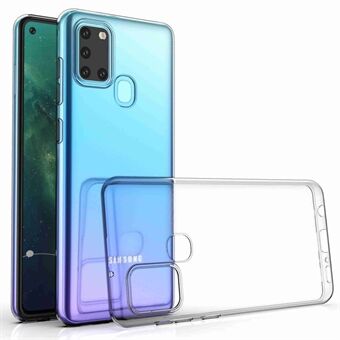 Transparent, mjukt TPU-telefonfodral för Samsung Galaxy A21s, tunt skal mot fingeravtryck på baksidan av telefonen