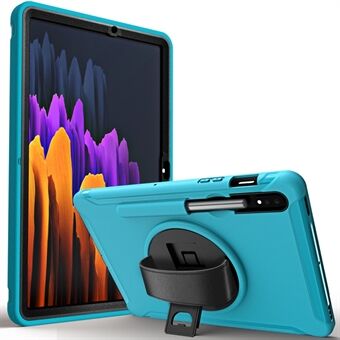 För Samsung Galaxy Tab S7 T870 T875 / S8 360° Vridbar Kickstand PC + TPU-fodral för surfplatta med pennhållare och handrem.