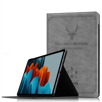 Präglad Deer och Citatmönster Läder + PC-skal för Samsung Galaxy Tab S7/Tab S8