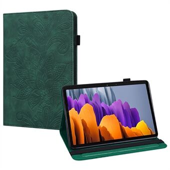 Präglat blommönster Designat stötsäkert skyddande plånboksfodral i PU-läder med stativ för Samsung Galaxy Tab S7 / Tab S8