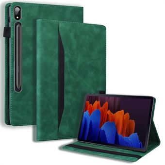 För Samsung Galaxy Tab S9 FE / S9 / S8 / S7 PU-läderfodral med plånbok, skyddande ställ och stöttåligt överdrag med pennhållare.