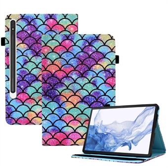 För Samsung Galaxy Tab S8 X700 / X706 (2022) / Tab S7 T870 / T875 (2020) Mönstertryckande ställfodral för surfplatta med elastisk band