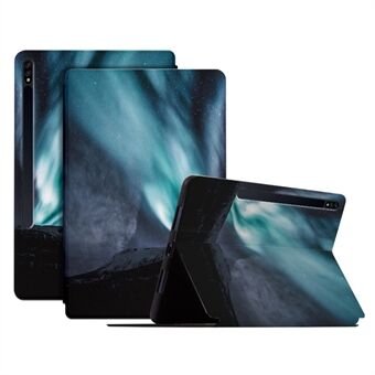 För Samsung Galaxy Tab S7 / S8 PU-läder Flip-fodral med stånd mönstertryckning Anti-Drop Surfplatta-skydd