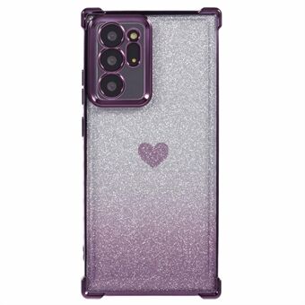 För Samsung Galaxy Note20 Ultra / Note20 Ultra 5G skal med hjärtmönster elektroplätering TPU-glittertelefonomslag.