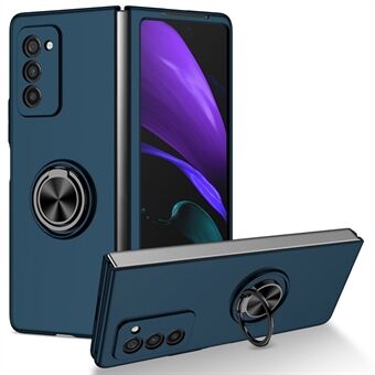 For Samsung Galaxy Z Fold2 5G Anti-scratch Hard PC Rotating Metal Ring Kickstand Phone Case Folding Shockproof Cover