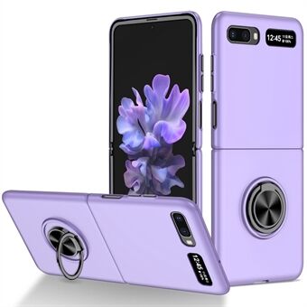 For Samsung Galaxy Z Flip 5G Hard PC Folding Mobile Phone Case Rotatable Metal Ring Kickstand Anti-fall Shell