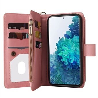 För Samsung Galaxy S20 FE 2022/S20 FE 4G/S20 FE 5G/S20 Lite KT Multifunktionell Series-2 All-round skydd Flera kortplatser Folio Flip telefonfodral med dragkedja och Stand