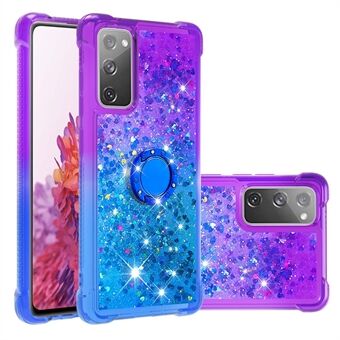 Anti-fall Ring Stativ Mjuk TPU Gradient Quicksand Cover Flytande Flytande Design Snyggt telefonfodral för Samsung Galaxy S20 FE 2022/S20 FE 4G/5G/S20 Fan Edition 4G/5G/S20 Lite