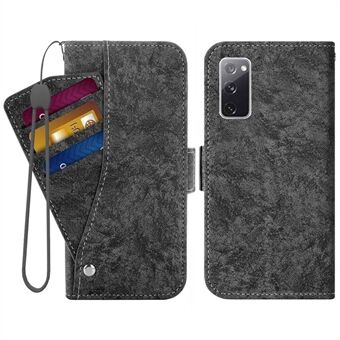 För Samsung Galaxy S20 FE 4G / FE 5G / S20 Lite / S20 FE 2022 PU-läder roterande kortplatser Flip Cover Vattenfärgad målning Textur Stand Dubbel magnetlås Plånboksfodral