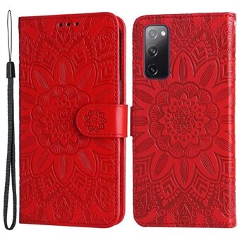 För Samsung Galaxy S20 FE / S20 FE 5G / S20 Lite Sunflower Imprinted PU-läderfodral Stand Magnetlås Plånbok Telefonskydd med rem