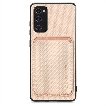 För Samsung Galaxy S20 FE 4G / FE 5G / S20 Lite / S20 FE 2022 Carbon Fiber Texture Shell, löstagbar 2-i-1 magnetkorthållare Telefonfodral PU-läder + TPU + PC-skyddsfodral