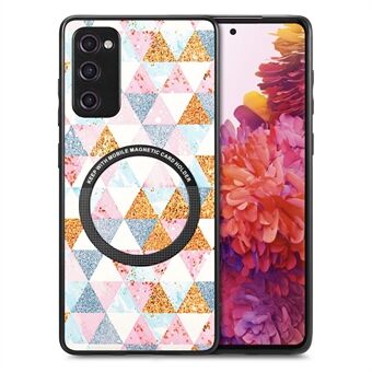 För Samsung Galaxy S20 FE 4G / FE 5G / S20 Lite / S20 FE 2022 PC+TPU+PU Läder Slim Cover Metal Ring Mönster Printing Telefonfodral