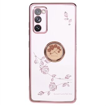 För Samsung Galaxy S20 FE / FE 5G / FE 2022 / S20 Lite Galvaniserad TPU-fodral Blommönster Rhinestone telefonskal