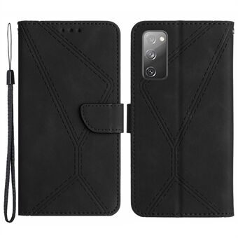 HT05 Flip Wallet Telefonfodral för Samsung Galaxy S20 FE / S20 FE 5G / S20 FE 2022 / S20 Lite , PU Läder Skin-touch Imprinted Line Stand Cover