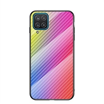 Härdat glas skalfodral med kolfiberdesign för Samsung Galaxy A12