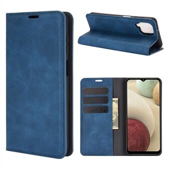 Silky Touch Auto-absorberat Wallet Läder Stand Fodral till Samsung Galaxy A12