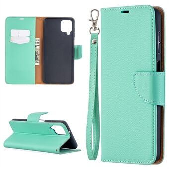 Litchi Skin Wallet Pure Color Phone Skal till Samsung Galaxy A12