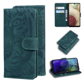 Stand Wallet Case Imprinted Tiger Mönster Läderskal till Samsung Galaxy A12