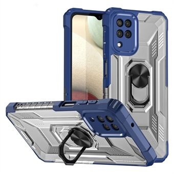 RUGGED SHIELD Armor Kickstand Design Fingeravtryckssäker Anti-fall Support Trådlös laddning PC + TPU telefonfodral för Samsung Galaxy A12