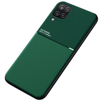 Texturerat lätt tunt telefonfodral TPU + PU-läder Anti- Scratch mobiltelefonskal med inbyggt magnetiskt metallplåt för Samsung Galaxy A12