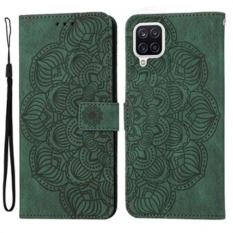 För Samsung Galaxy A12 Stötdämpning PU-läder Telefonfodral Stand Mandala Flower Plånboksfodral