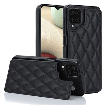 För Samsung Galaxy A12 Kickstand telefonfodral PU-läder+TPU-korthållare RFID-blockerande skal