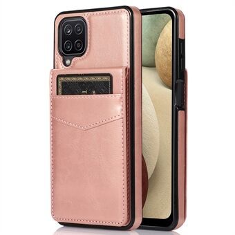 För Samsung Galaxy A12 Mobiltelefon Skal Stabil Kickstand Korthållare PU Läder + TPU telefonfodral