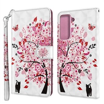 Light Spot Decor Pattern Printing Wallet Stand Läderfodral med rem för Samsung Galaxy S21 5G