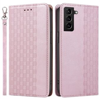 Cell Phone Case for Samsung Galaxy S21 4G/5G, Imprinted Pattern Strong Magnetic Closure Flip PU Leather Wallet Stand Phone Cover with Hand Strap