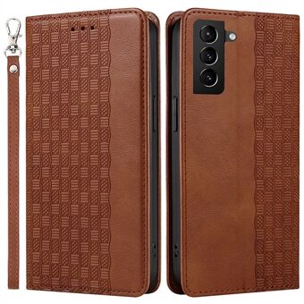 Cell Phone Case for Samsung Galaxy S21 4G/5G, Imprinted Pattern Strong Magnetic Closure Flip PU Leather Wallet Stand Phone Cover with Hand Strap