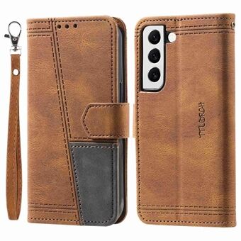 TTUDRCH 004 Splicing Style Mobile Phone Case Bag for Samsung Galaxy S21 4G/5G, RFID Blocking Function Phone Cover Skin-touch Feeling PU Leather Magnetic Wallet