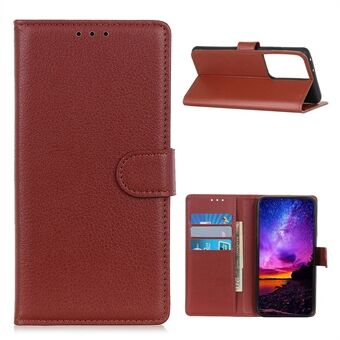 Litchi Texture Wallet Stand Läderskyddsfodral till Samsung Galaxy S21 Ultra 5G